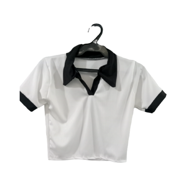 Crop Top with Collar - White