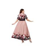 Plus Size Floral Long Dress - Pink