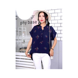 Floral Blouse - Navy Blue