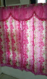 Window Pink Printed Curtain with Scallop ( Floral)