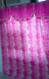 Single Door Pink Printed Curtain with Scallop (Floral)