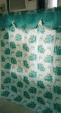 Single Door Mint Green Printed Curtain with Scallop (Floral)