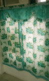 Window Mint Green Printed Curtain with Scallop (Floral)