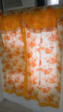 Window Golden Yellow Printed Curtain with Scallop (Floral)