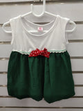 Dress for Kids - Large - White and Green (Red Polka Dots Ribbon)