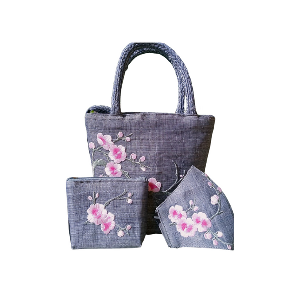 Abaca Bariw Hand Bag / Sling Bag - Pink-Gray