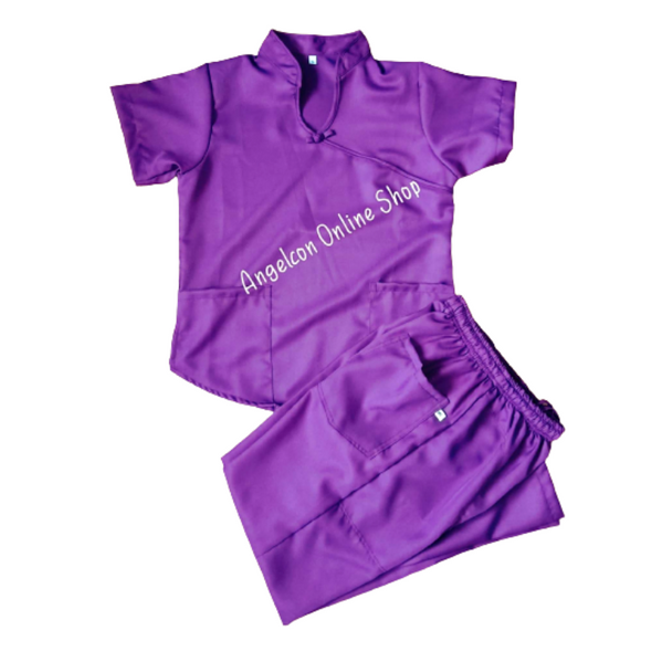 Scrub Suit Chinese Collar Plain - Purple