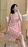 SILK Printed Spaghetti Dress D1