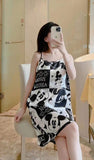 SILK Printed Spaghetti Dress D8