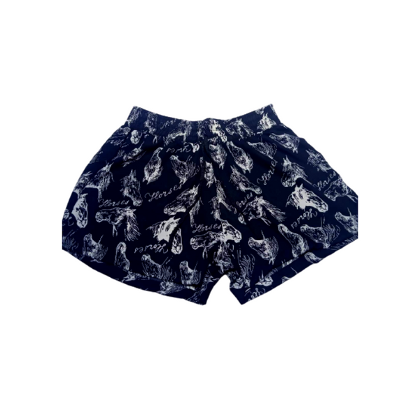 Summer Shorts - Black with Horses Design