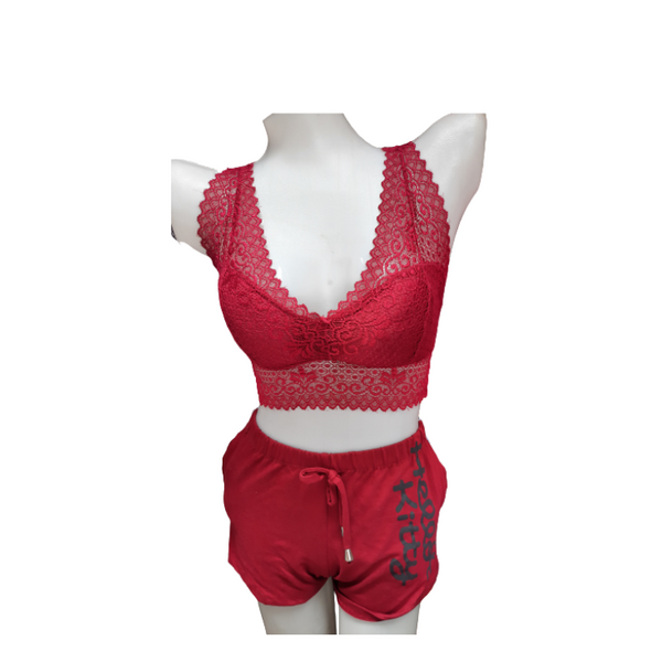 Terno Bralette Top and Short - RED