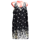 Duster Dress - Black with White Print