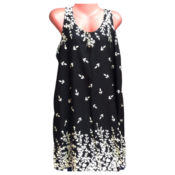 Duster Dress - Black with White Print