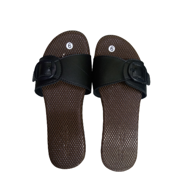 Slippers brown with  black straps