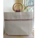 Raffia Bariw Wood Handle Hand Bag - Estefania