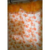 Single Door Golden Yellow Printed Curtain with Scallop (Floral)