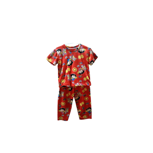 Extra small - Terno shirt & pajama for kids ( Unisex) - RedOrange DORA