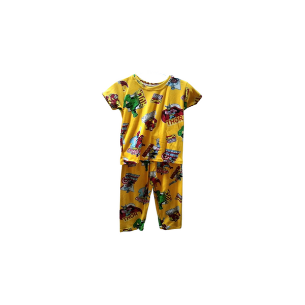 Extra small - Terno shirt & pajama for kids ( Unisex) - Yellow Avengers Marvel