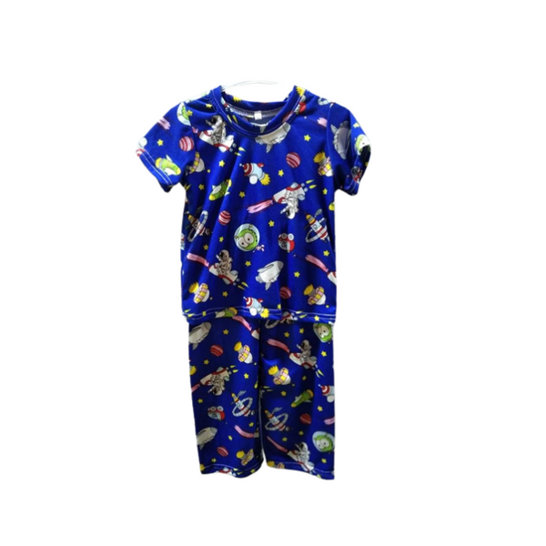 Small - Terno shirt & pajama for kids ( Unisex) - Blue Outer Space design