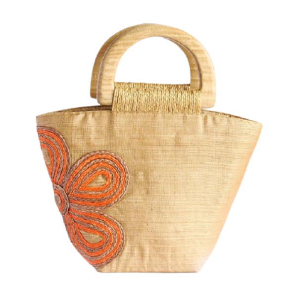 Abaca Bariw Wood Handle Handbag with abaca braided design-Leslie