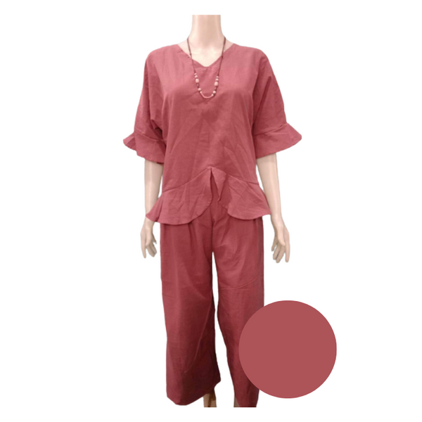 Terno Blouse and Pants for Women - Old Rose