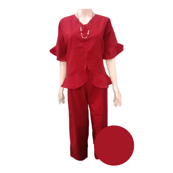 Terno Blouse and Pants for Women - Red