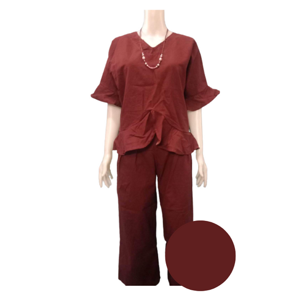 Terno Blouse and Pants for Women - Dark Chocolate