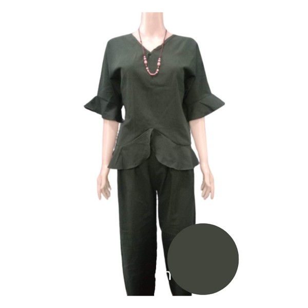 Terno Blouse and Pants for Women - Emerald Green