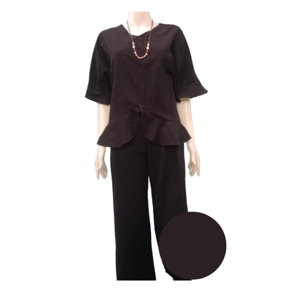 Terno Blouse and Pants for Women - Dark Brown