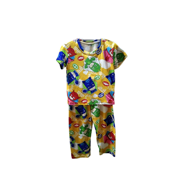 Small - Terno shirt & pajama for kids ( Unisex) - Yellow Superhero