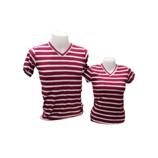 Couple T-shirt - Maroon Stripes