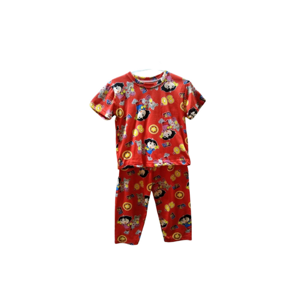 Small - Terno shirt & pajama for kids ( Unisex) - RedOrange DORA