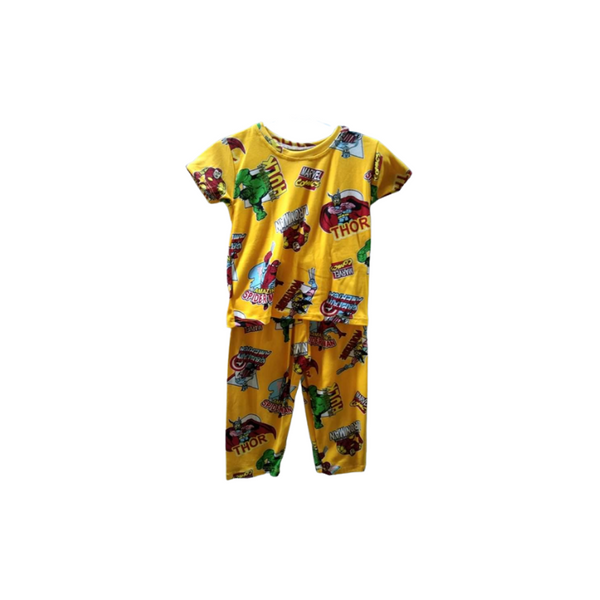 Small - Terno shirt & pajama for kids ( Unisex) - Yellow Avengers Marvel