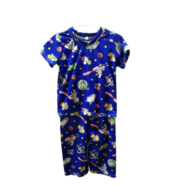 Medium - Terno shirt & pajama for kids ( Unisex) - Blue Outer Space design