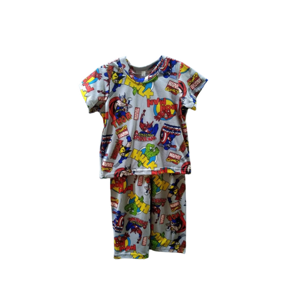 Small - Terno shirt & pajama for kids ( Unisex) - Gray Avengers Marvel