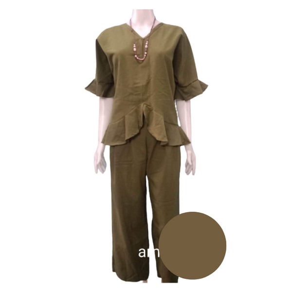 Terno Blouse and Pants for Women - Army Green