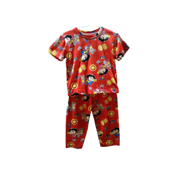 Medium - Terno shirt & pajama for kids ( Unisex) - RedOrange DORA