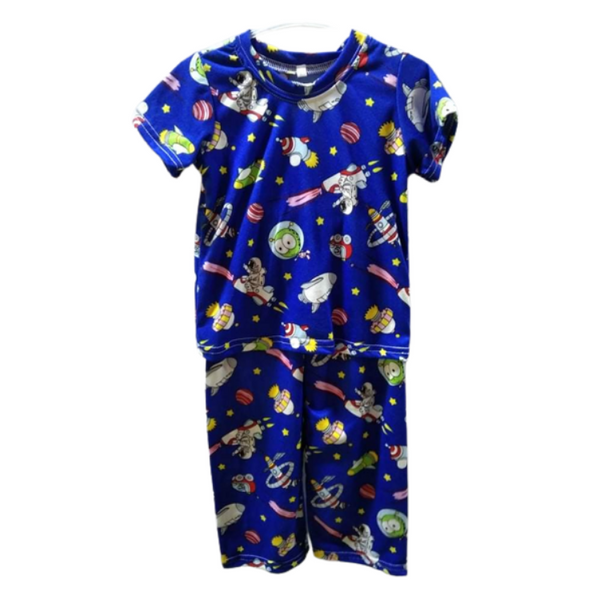 Large - Terno shirt & pajama for kids ( Unisex) - Blue Outer Space design