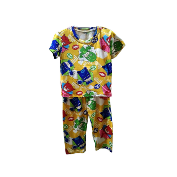 Medium - Terno shirt & pajama for kids ( Unisex) - Yellow Superhero