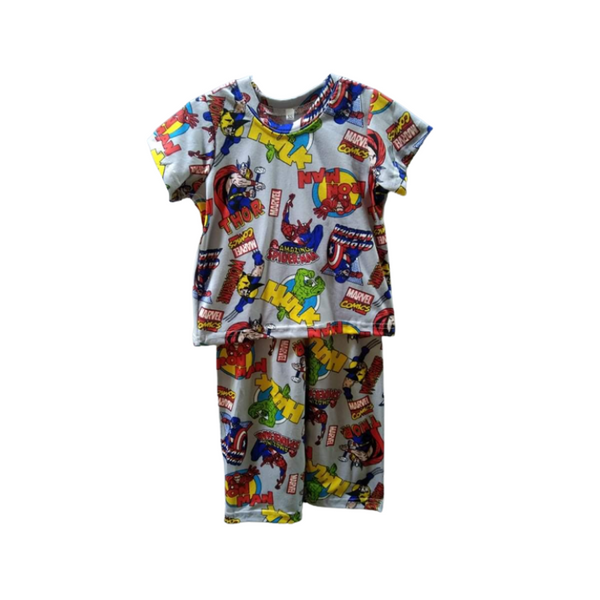 Medium - Terno shirt & pajama for kids ( Unisex) - Gray Avengers Marvel