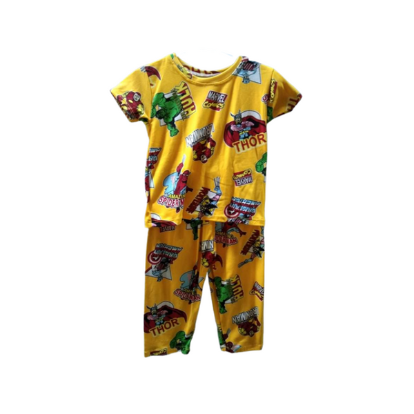 Medium - Terno shirt & pajama for kids ( Unisex) - Yellow Avengers Marvel