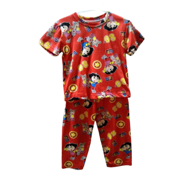 Large - Terno shirt & pajama for kids ( Unisex) - RedOrange DORA