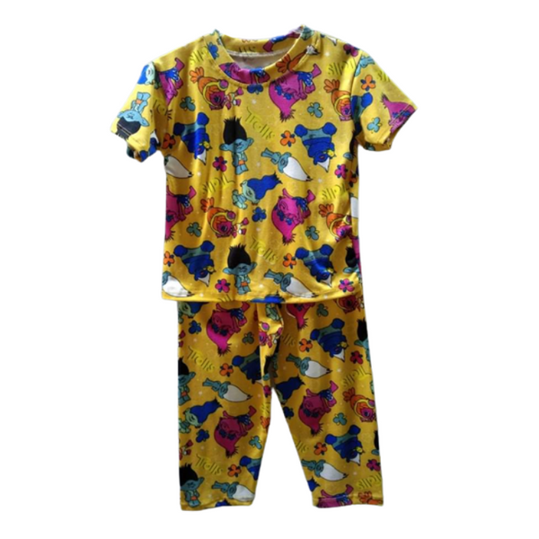 Large - Terno shirt & pajama for kids ( Unisex) - Yellow Trolls