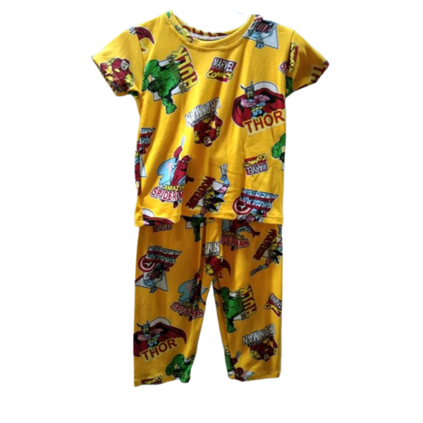 Large - Terno shirt & pajama for kids ( Unisex) - Yellow Avengers Marvel