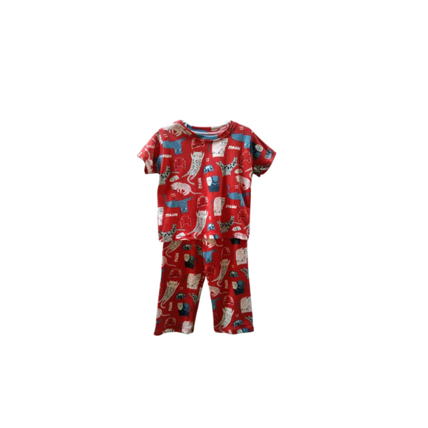 Extra small - Terno shirt & pajama for kids ( Unisex) - Red Cats design