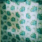 Single Door Mint Green Printed Curtain with Scallop (Floral)