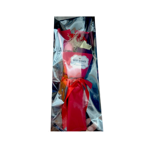 Mini bouquet . Bear plastic - Red