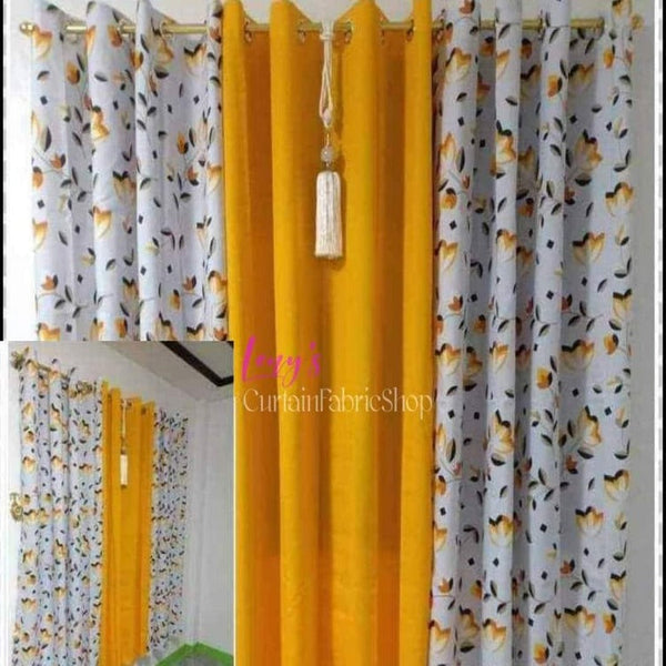 Cretona Curtain 3in1 Set 7ft 60×85 - Mustard