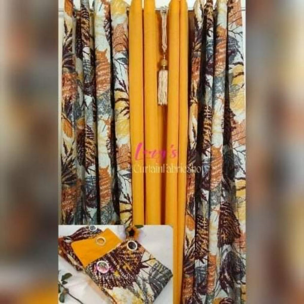 Cretona Curtain Cardivines 3in1 Set - Mustard