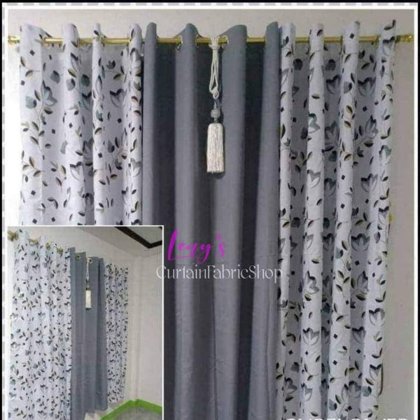 Cretona Curtain 3in1 Set 7ft 60×85 - Gray